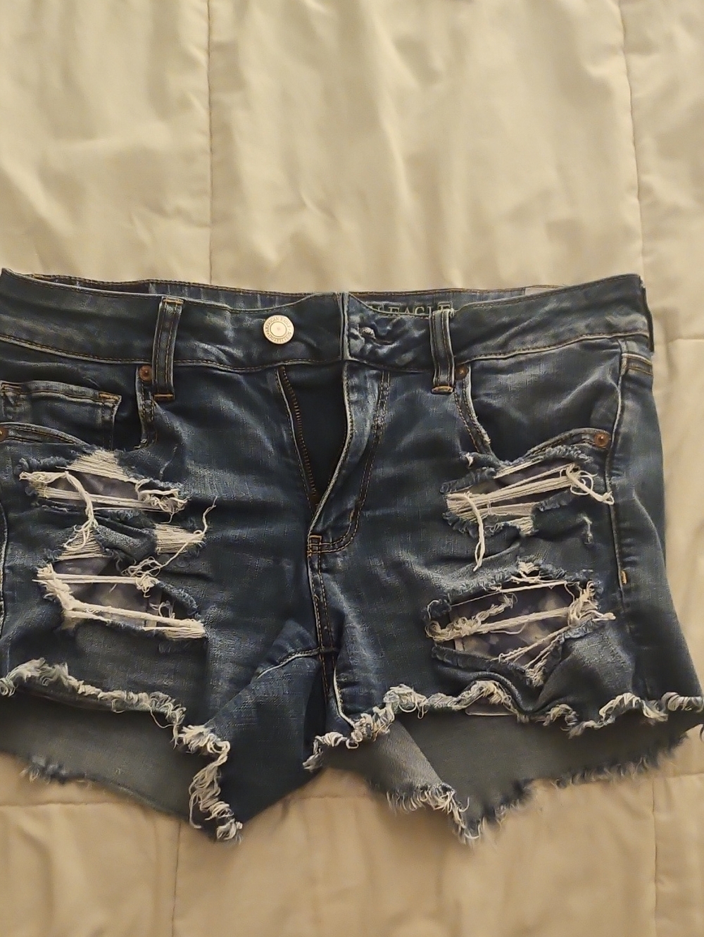 Distressed Women's Denim Shorts - Blue